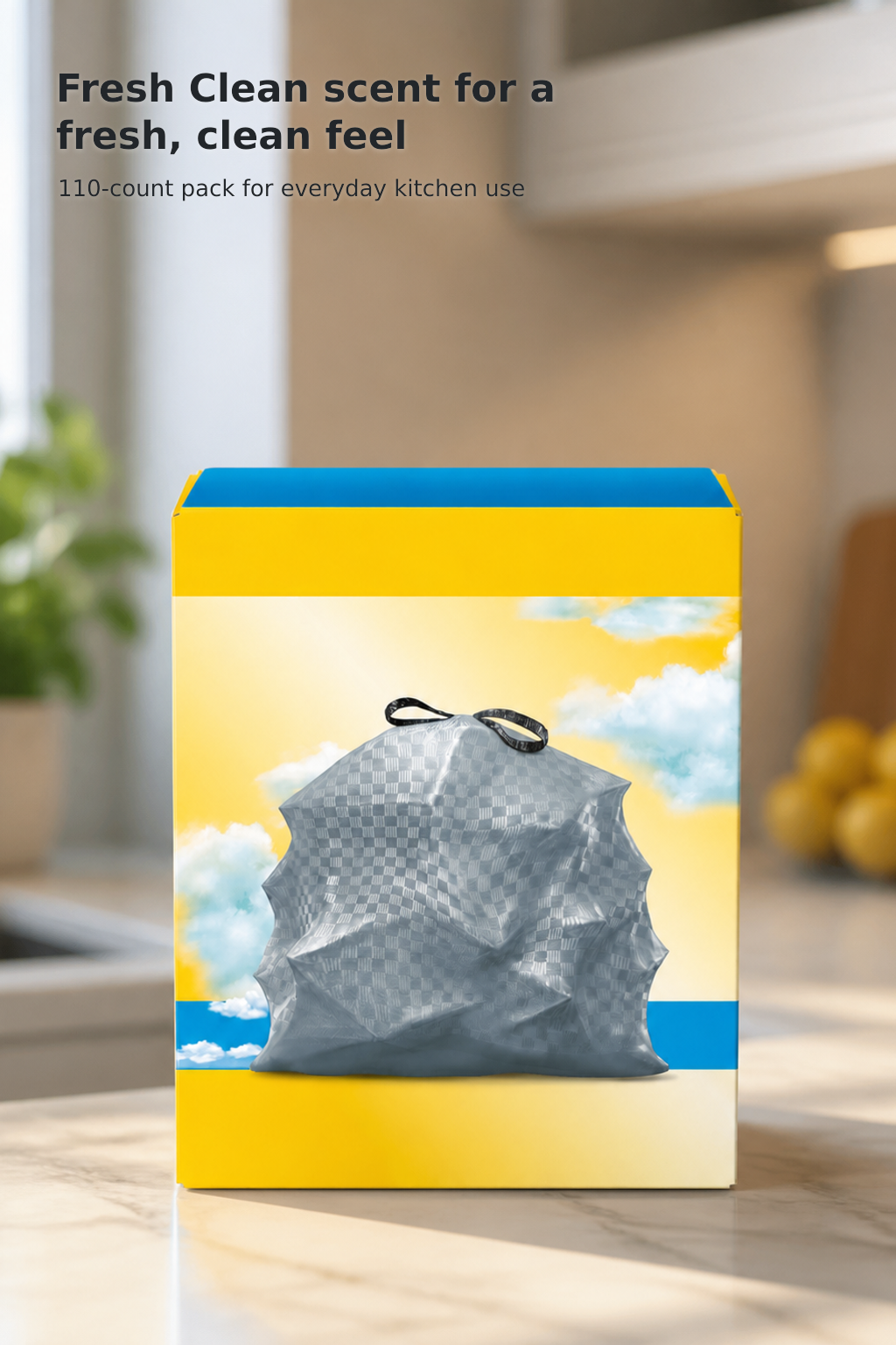 OdorShield 13-Gallon Kitchen Drawstring Trash Bags – 110 Count